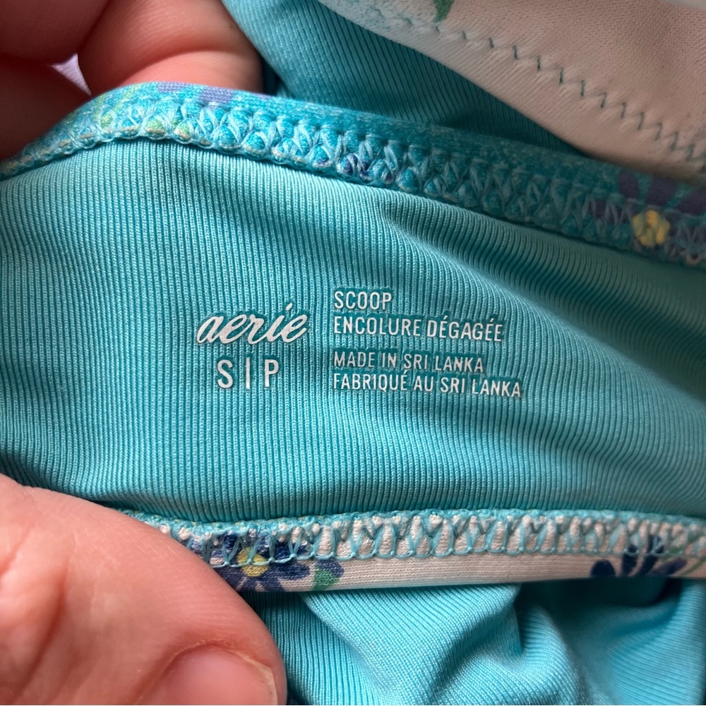 Aerie Blue Floral Printed Ruffle Wrap Bikini Set in Tidal Blue size Small - Picture 6 of 11
